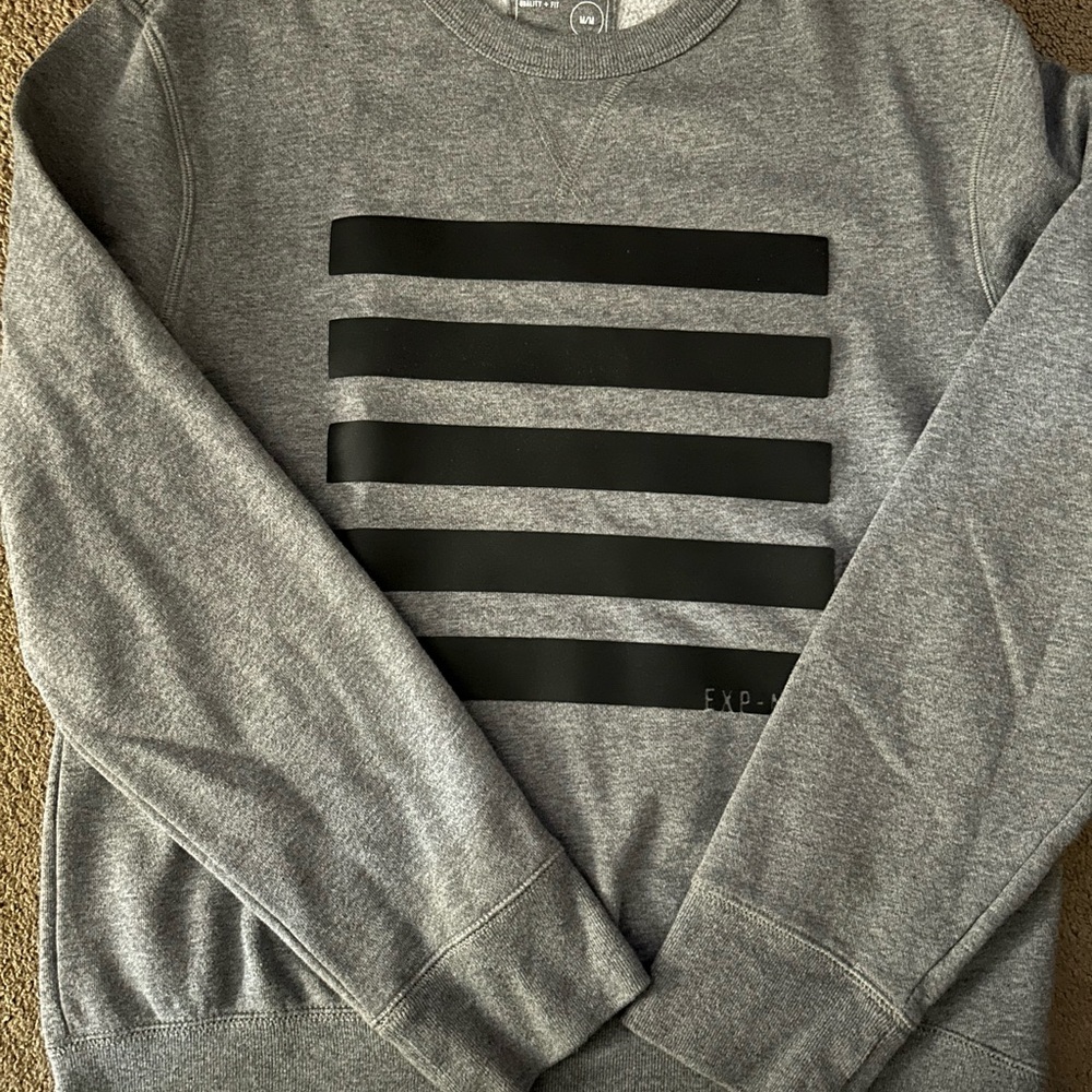 Express Gray and Black Crewneck Sweater
